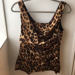 express Leopard blouse with side zip